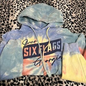 Six Flags Tie Dye Hoodie Womens Small